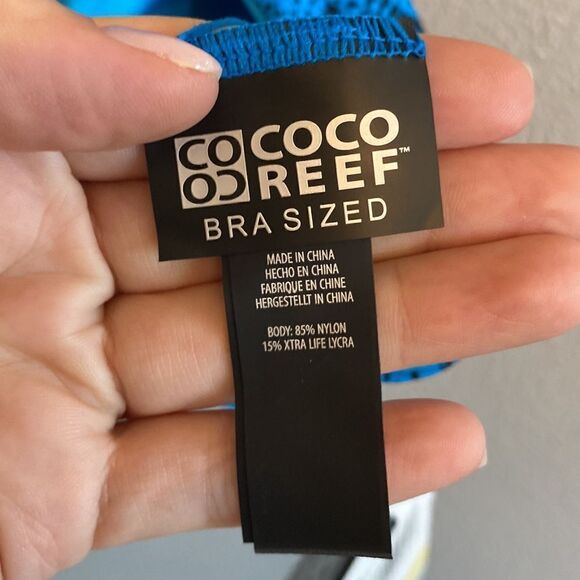 NWT- Coco Reef- blue snakeskin high waisted reversible bikini bottom- Size Med - Picture 10 of 13